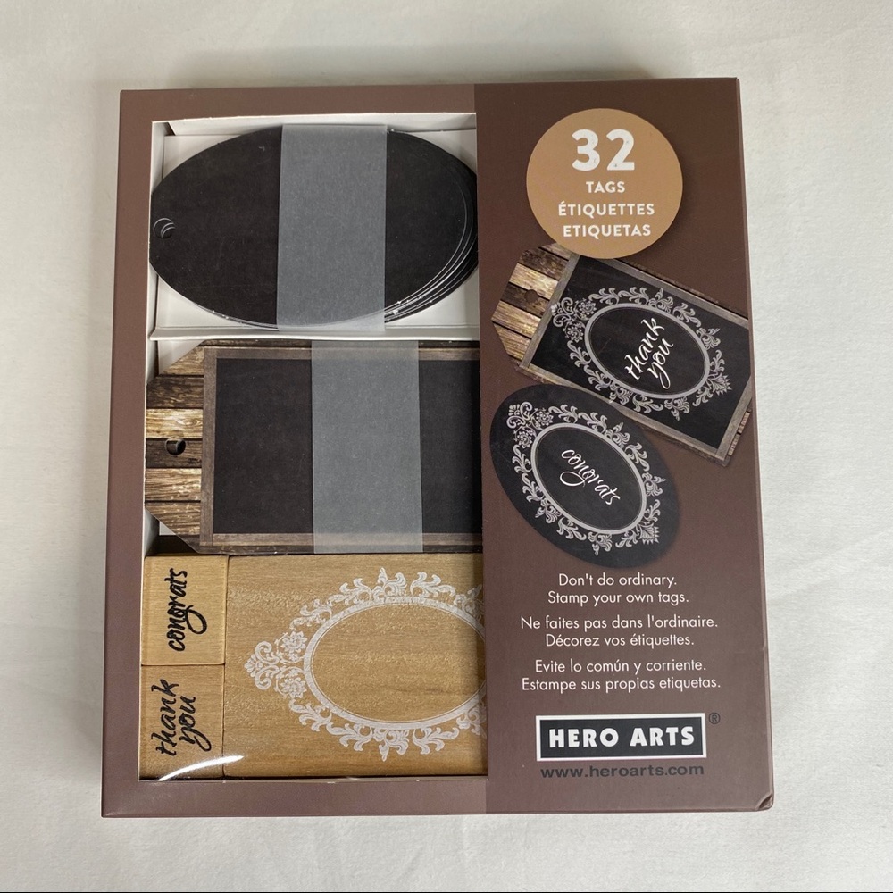Hero Arts Stamp your own tags - 32 tags - Stamps: Congrats, Thanks & Oval frame